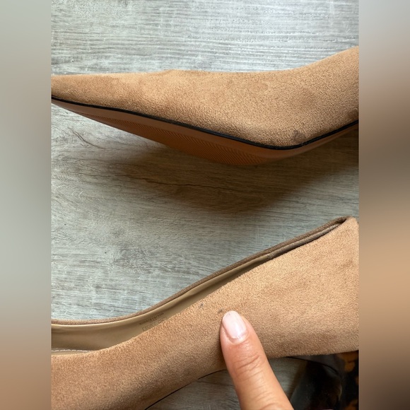 Zara Pointed Toe Faux Suede Tortoise Block Heel Pumps Size 39 (8.5) - Picture 5 of 10